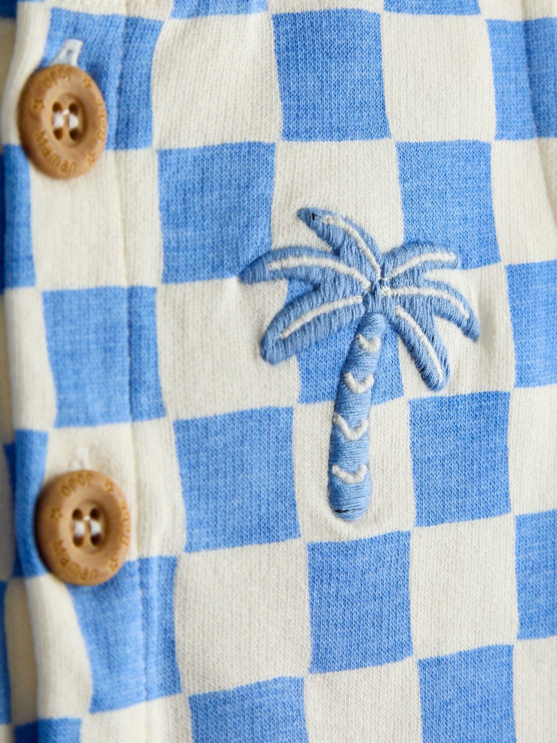 JoJo Maman Bébé Light Blue Checkerboard Button Through Romper image 3