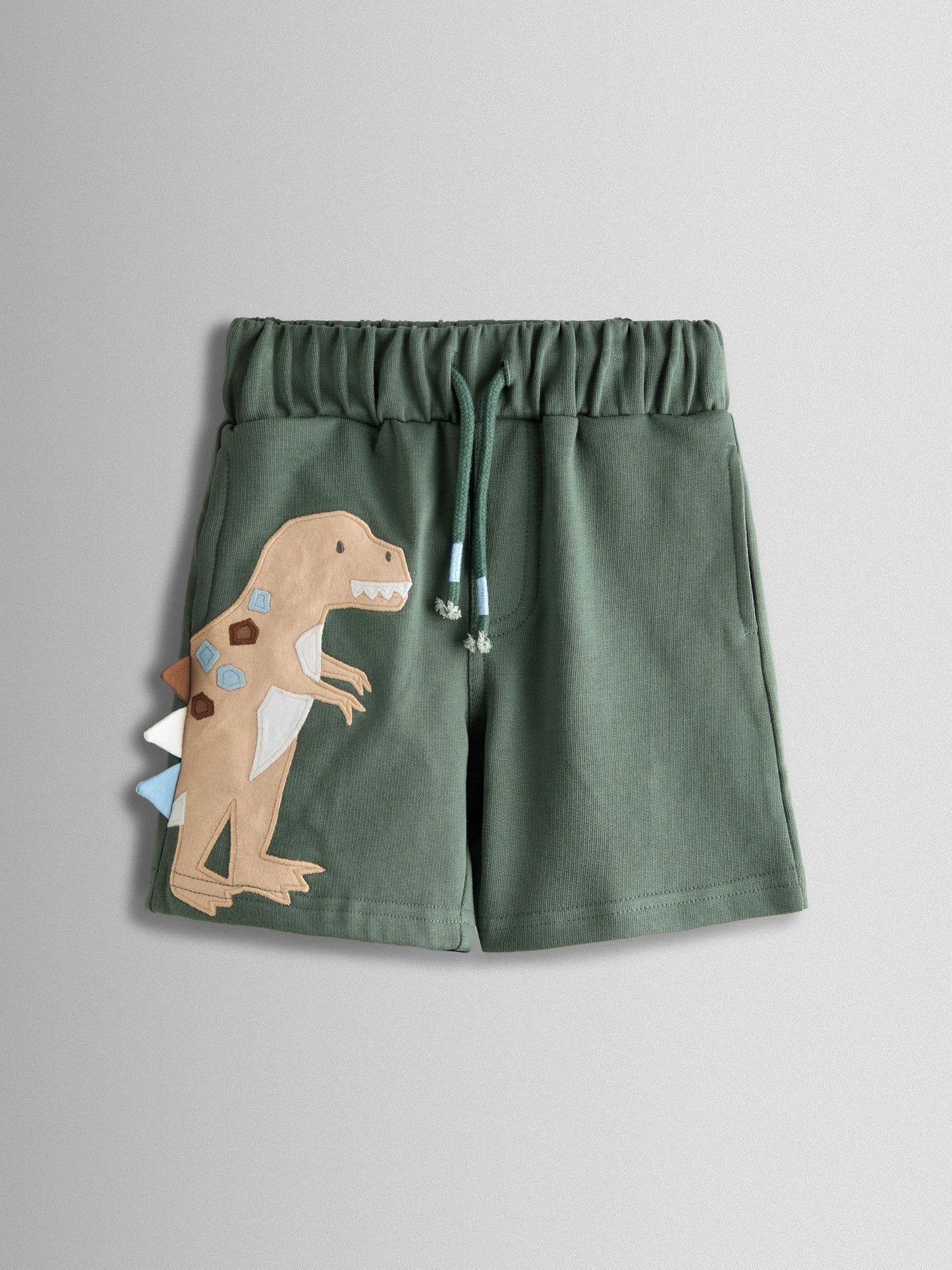 Dsiney Kidz - JoJo Maman Bébé Green Dino 2-Pack Appliqué & Plain Shorts image 2