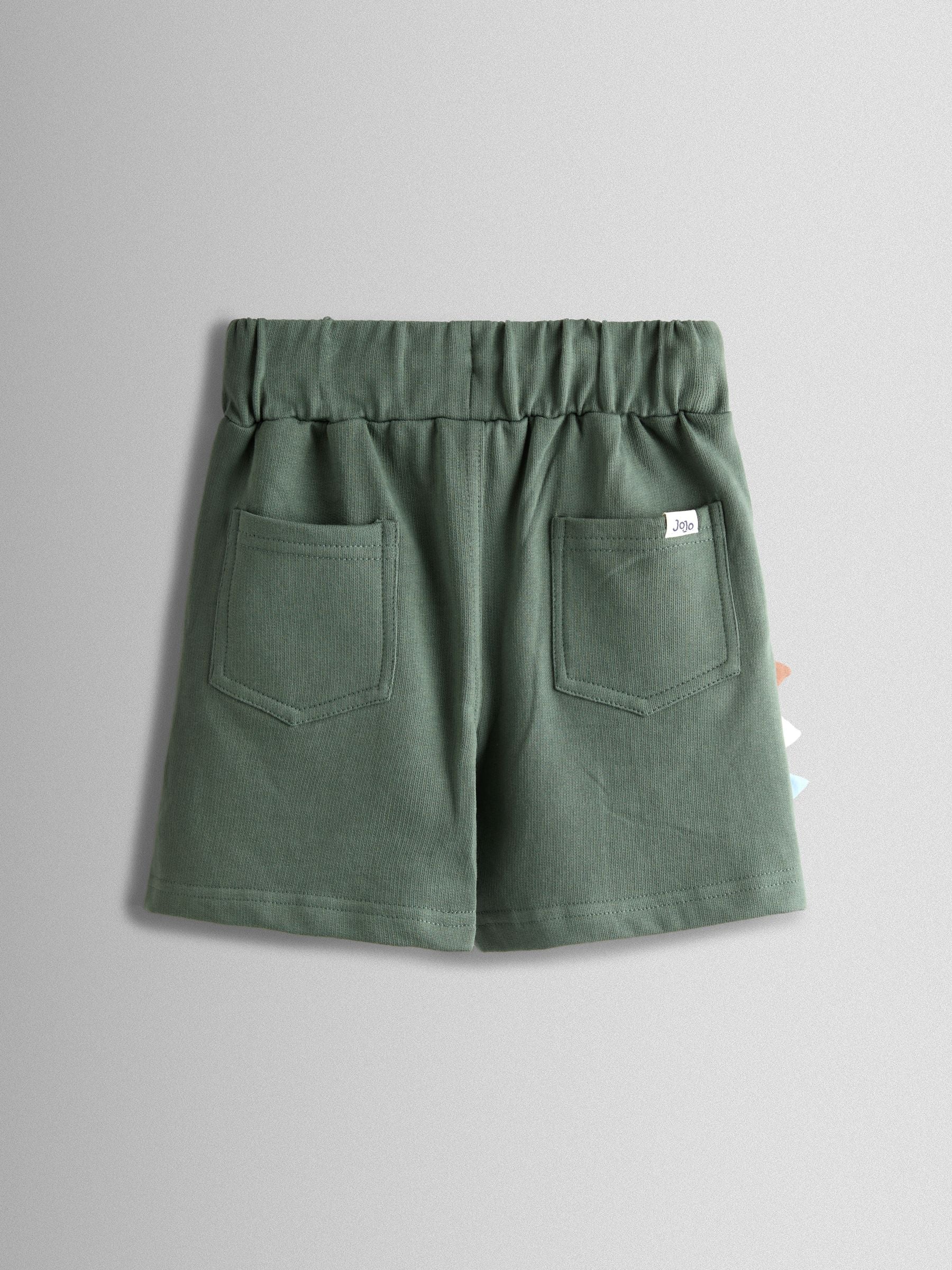 Dsiney Kidz - JoJo Maman Bébé Green Dino 2-Pack Appliqué & Plain Shorts image 4