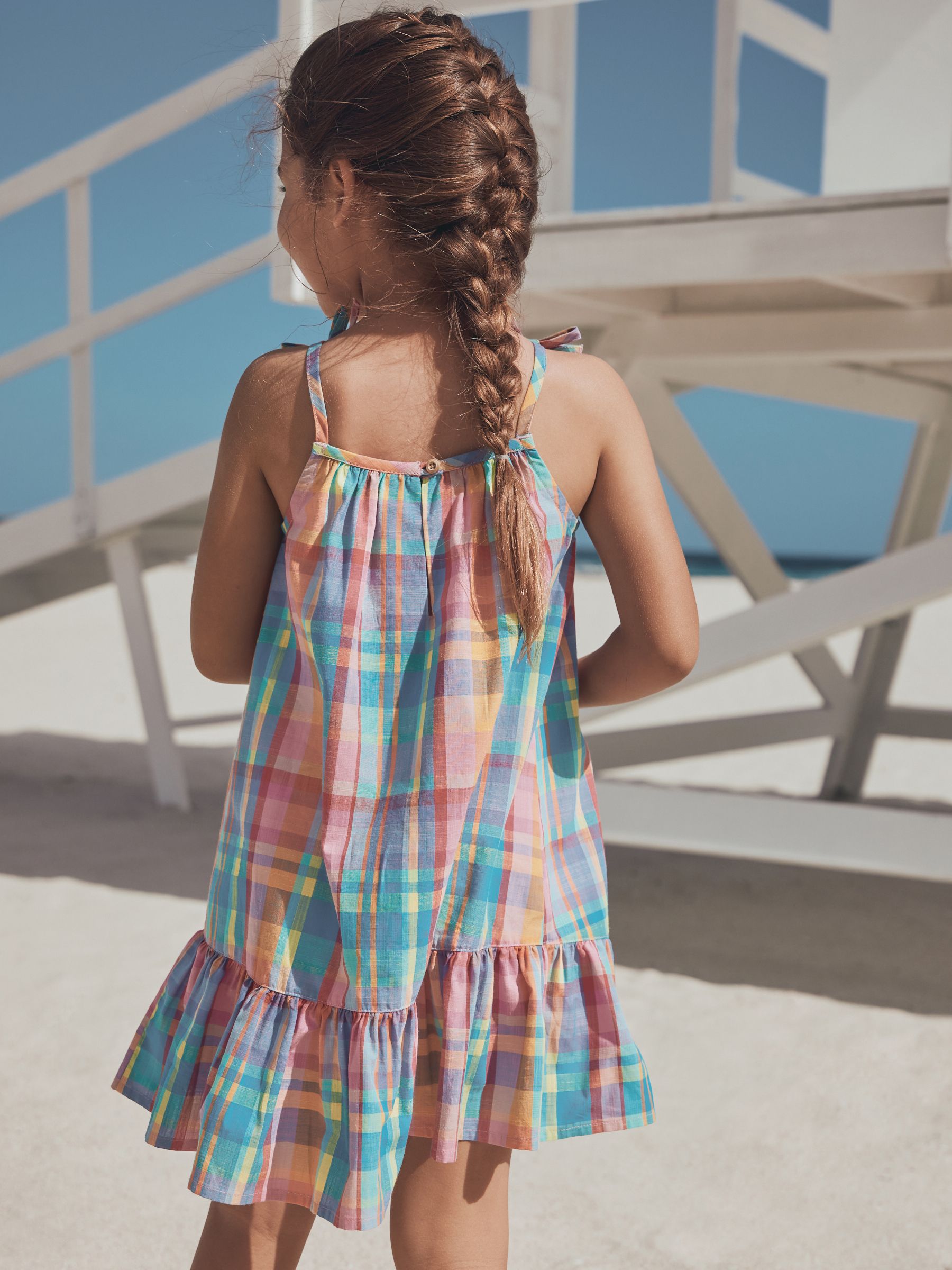 Check Angel Sleeve Dress (3-16yrs) image 4