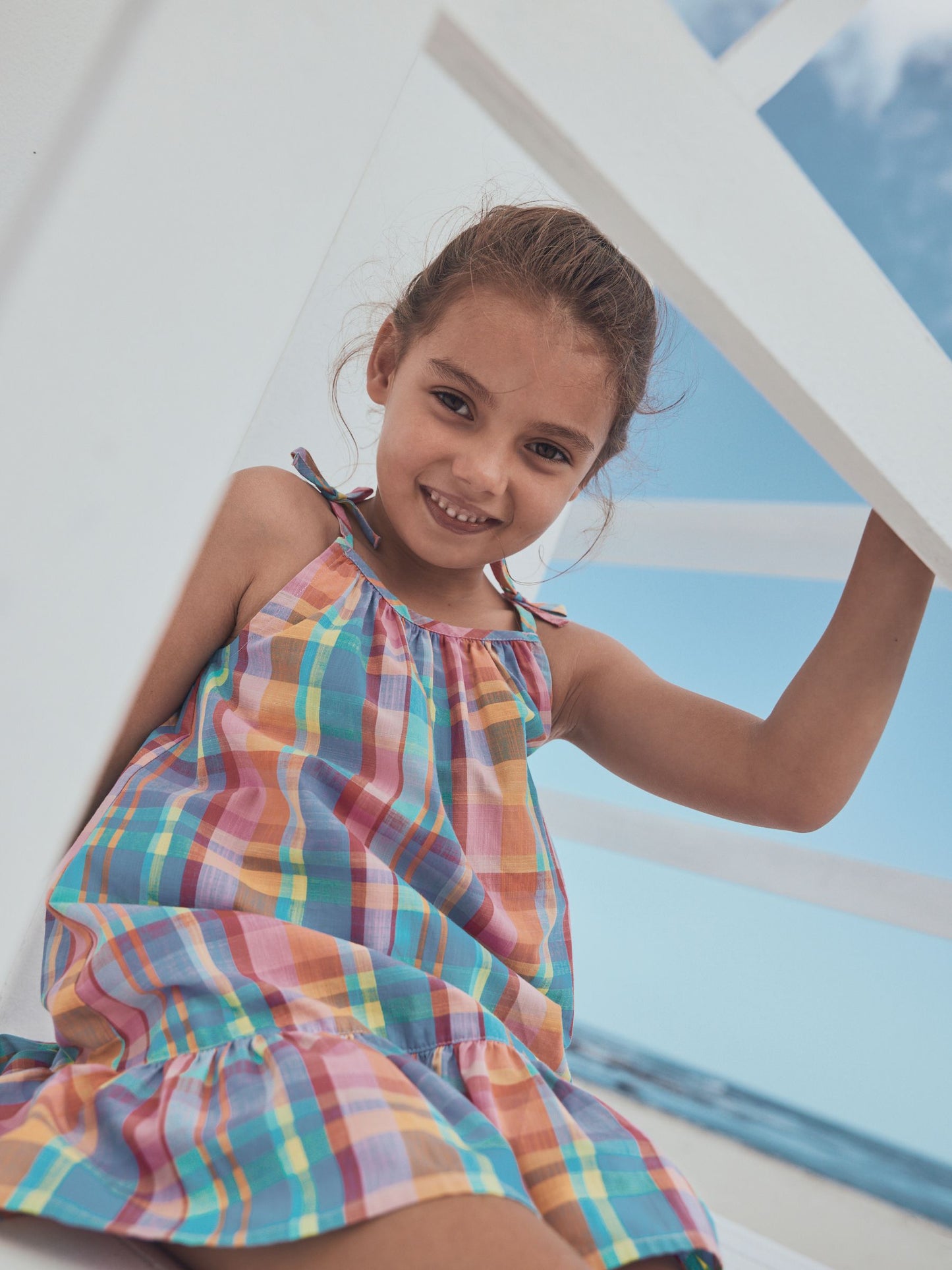 Check Angel Sleeve Dress (3-16yrs) image 6