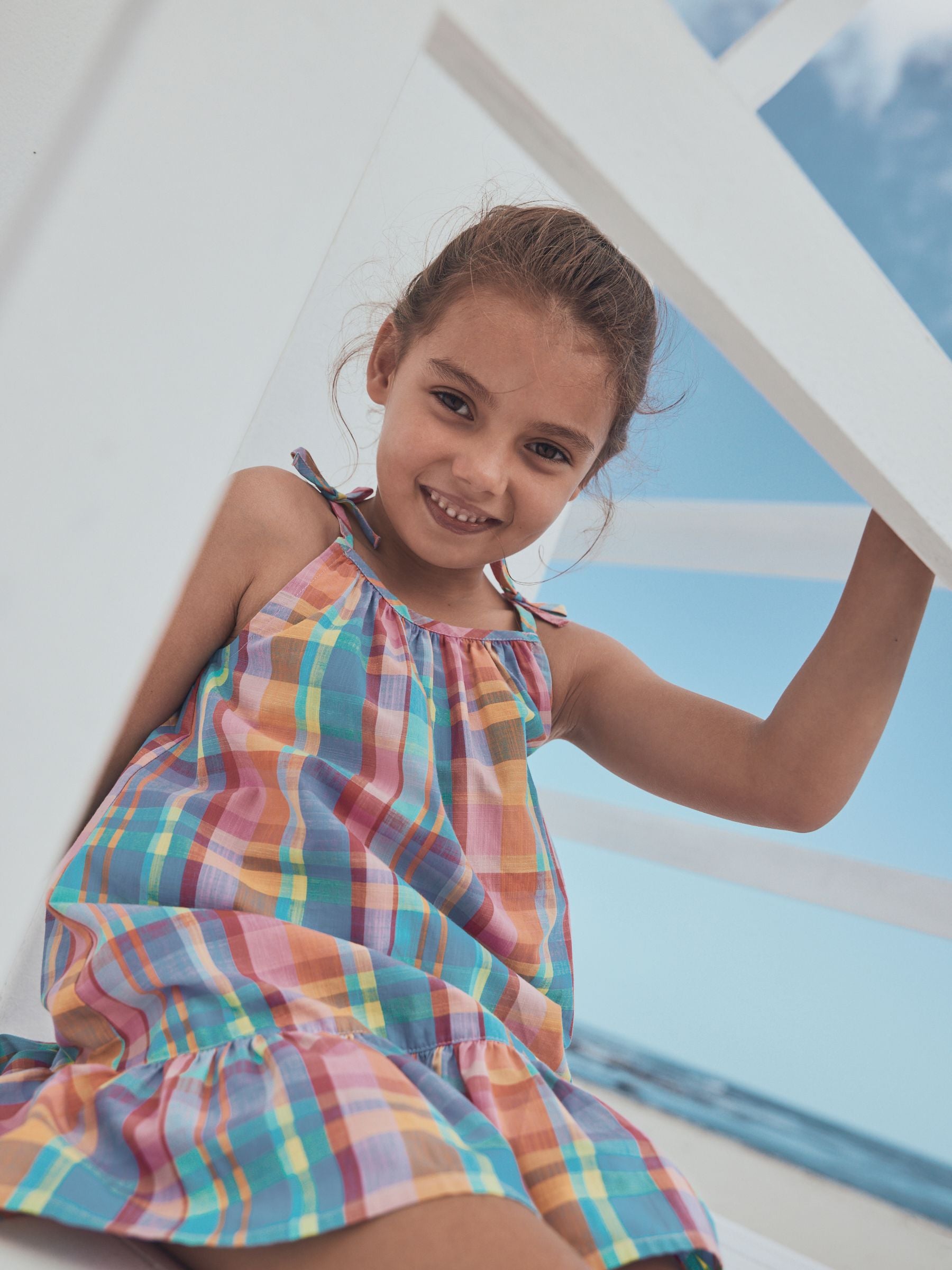 Check Angel Sleeve Dress (3-16yrs) image 6