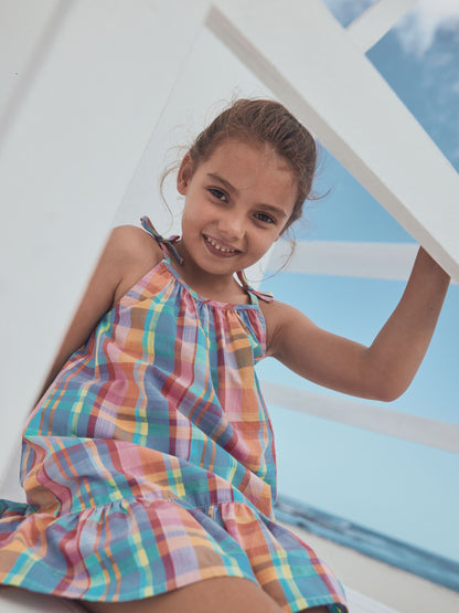 Check Angel Sleeve Dress (3-16yrs) image 6