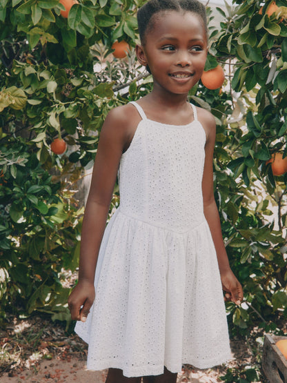 White Strappy Broderie Dress (3-16yrs) image 1