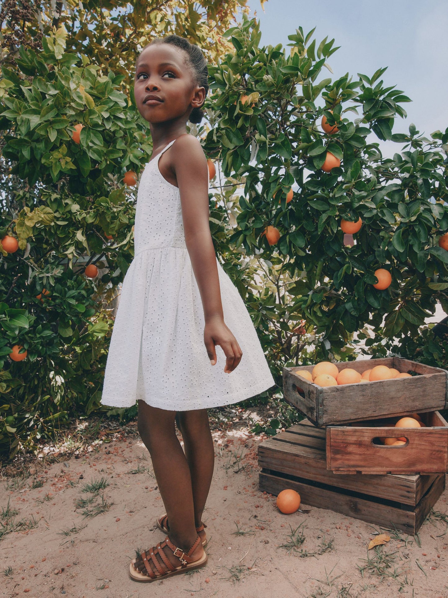 White Strappy Broderie Dress (3-16yrs) image 2