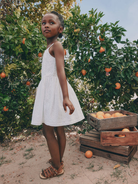 White Strappy Broderie Dress (3-16yrs) image 2