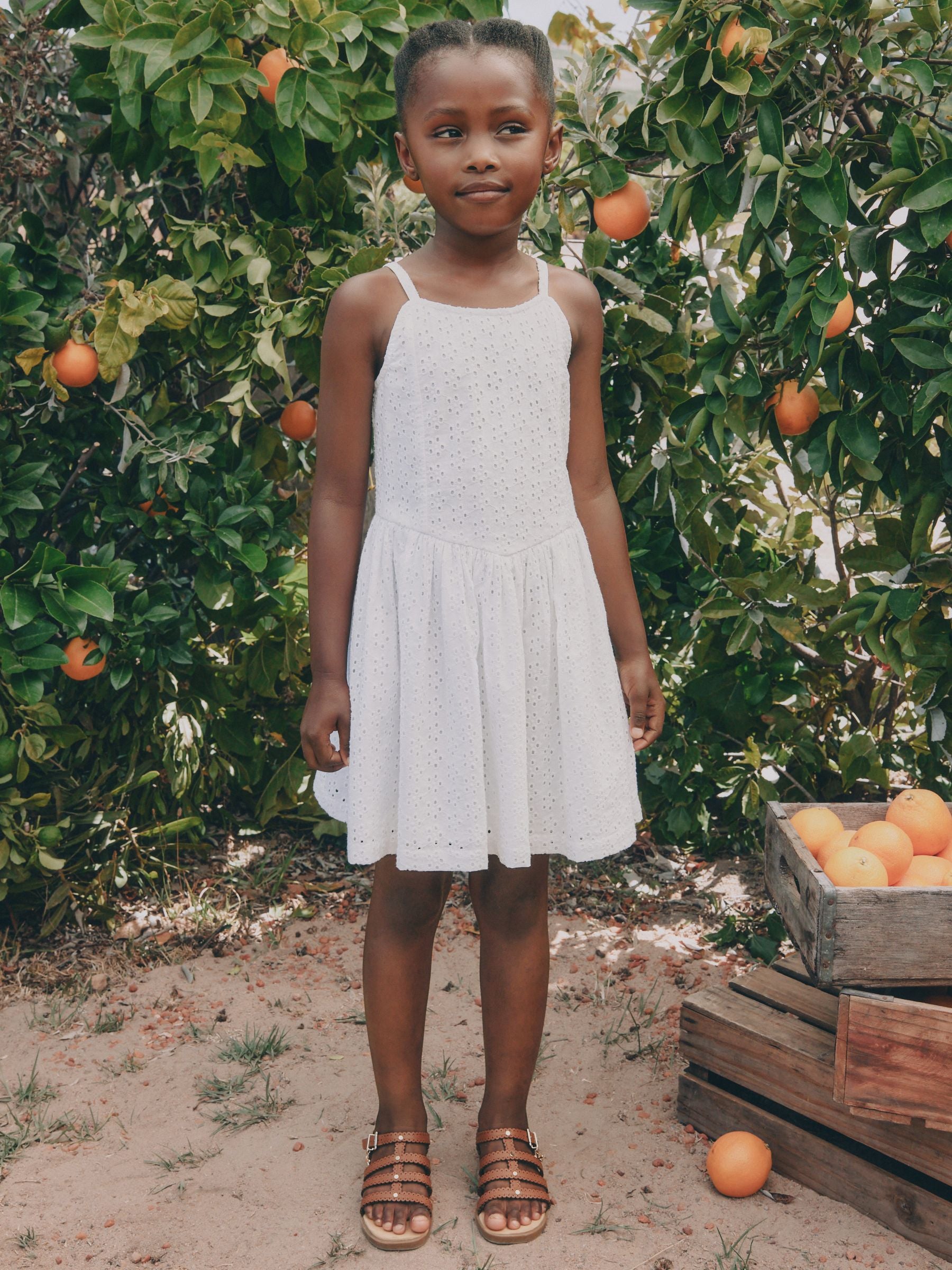 White Strappy Broderie Dress (3-16yrs) image 5