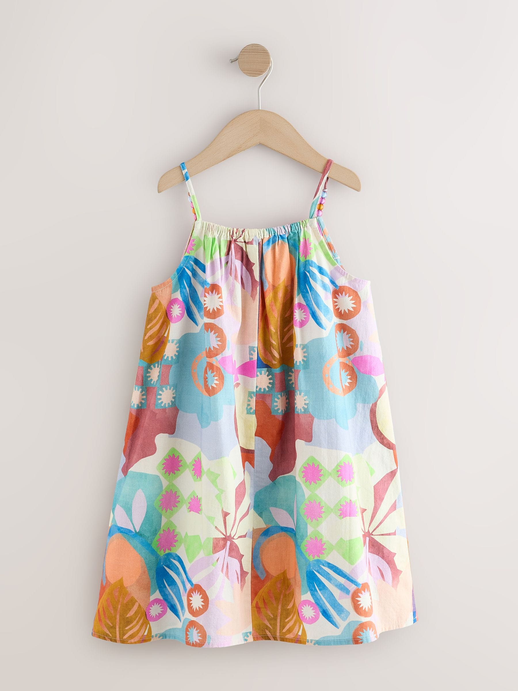 Multi Blue Strappy Crochet Dress (3-16yrs) image 6