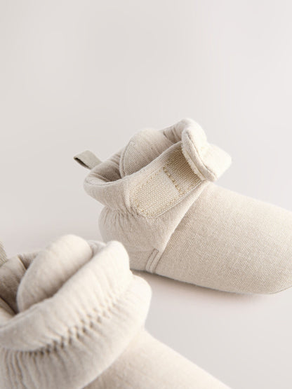 Neutral Muslin Wrap Baby Slipper Boots (0-18mths) image 3