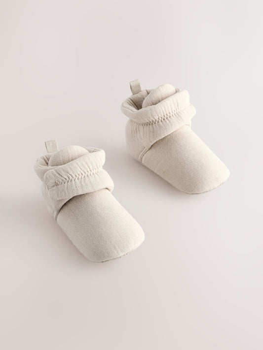 Neutral Muslin Wrap Baby Slipper Boots (0-18mths) image 2