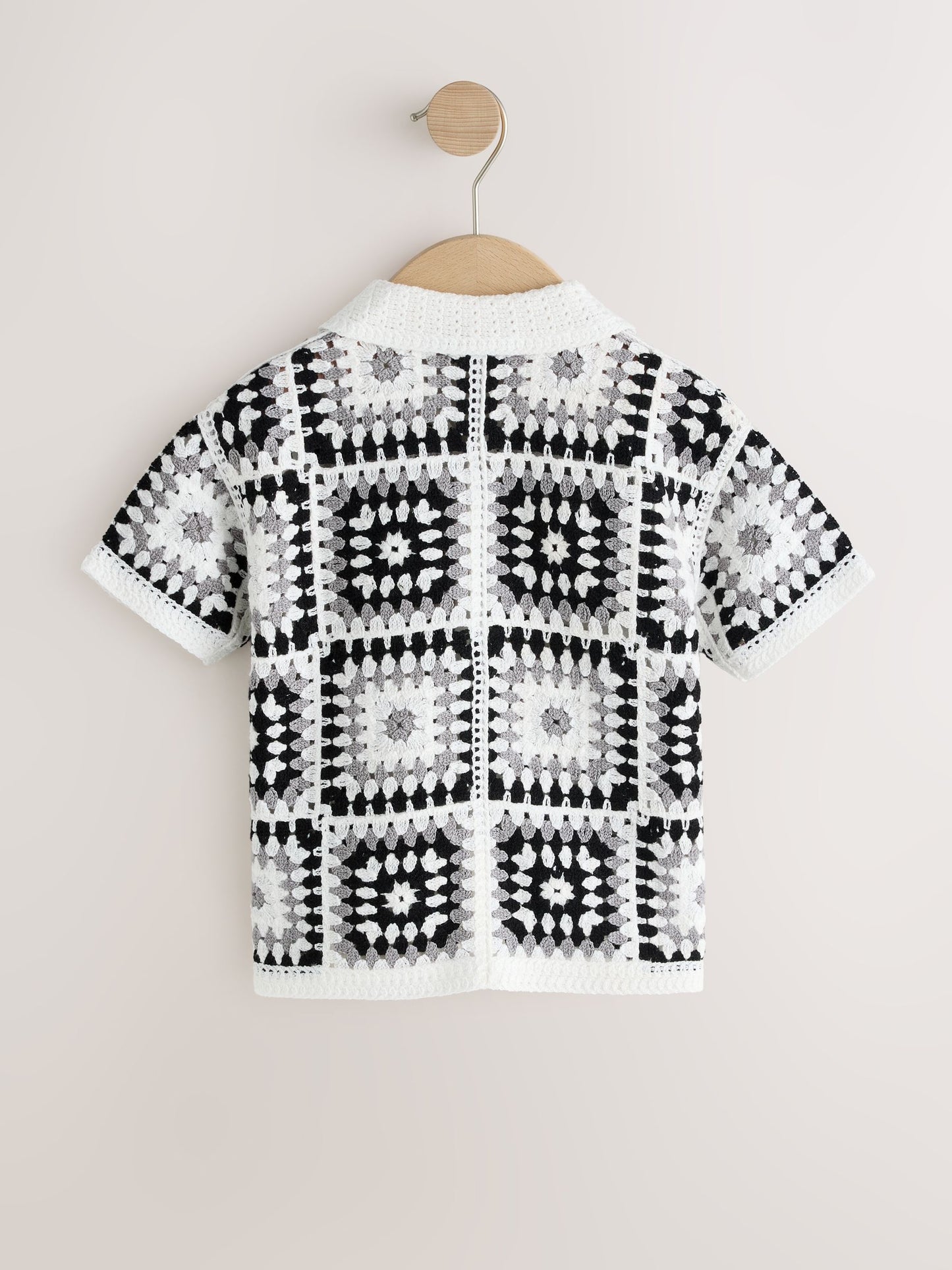 Dsiney Kidz - Black/White Crochet Knitted Short Sleeve Shirt (12mths-10yrs) image 2