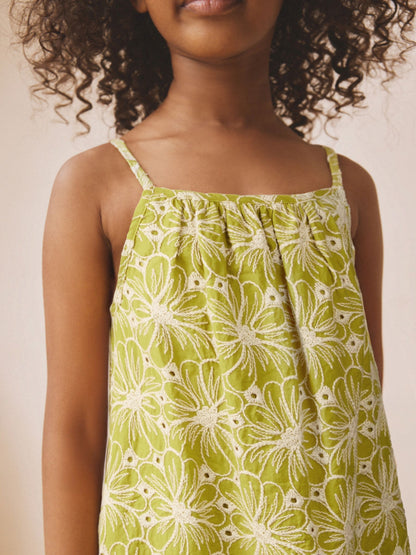 Chartreuse Strappy Broderie Summer Dress (3-16yrs) image 4