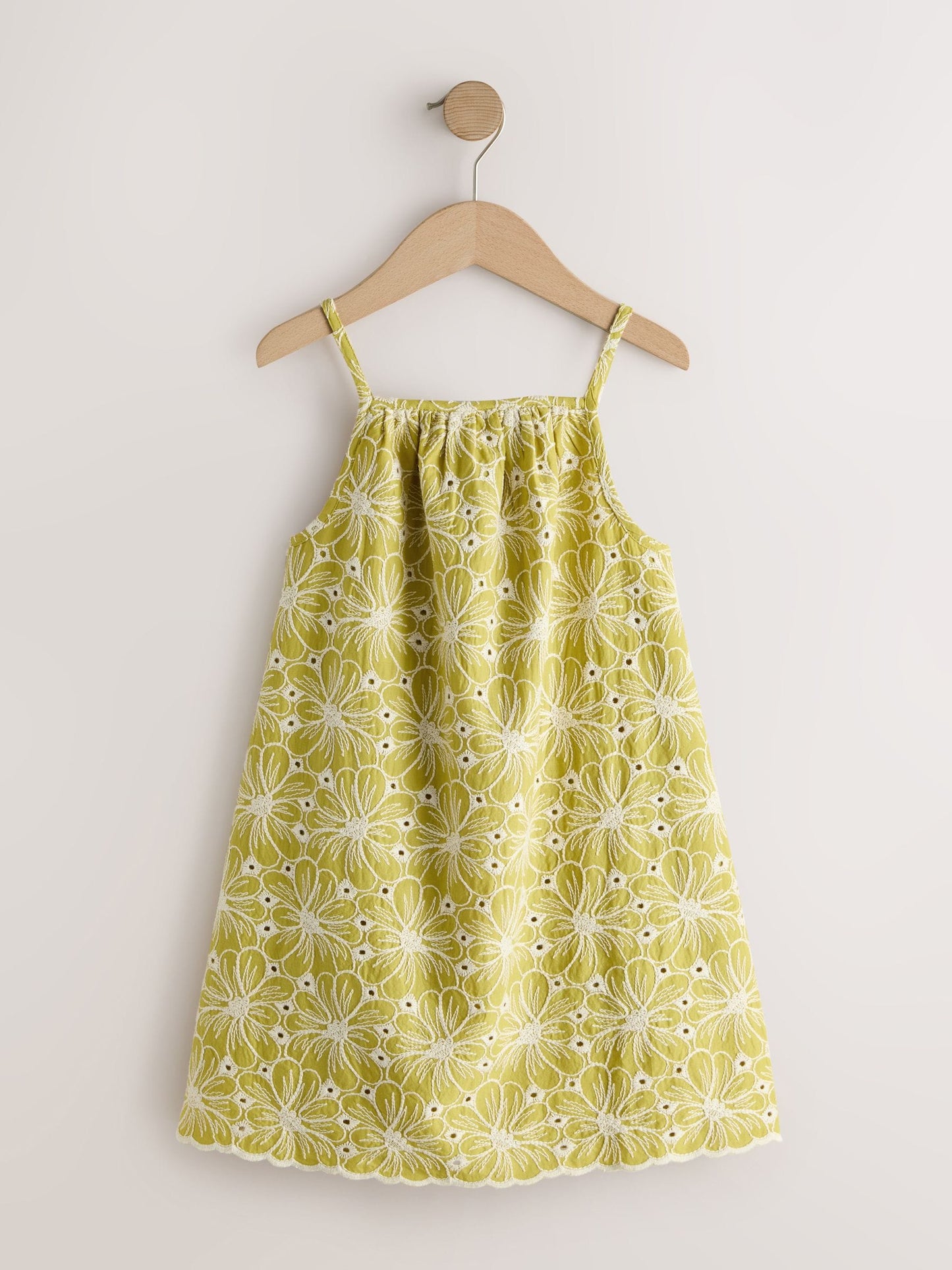 Chartreuse Strappy Broderie Summer Dress (3-16yrs) image 5