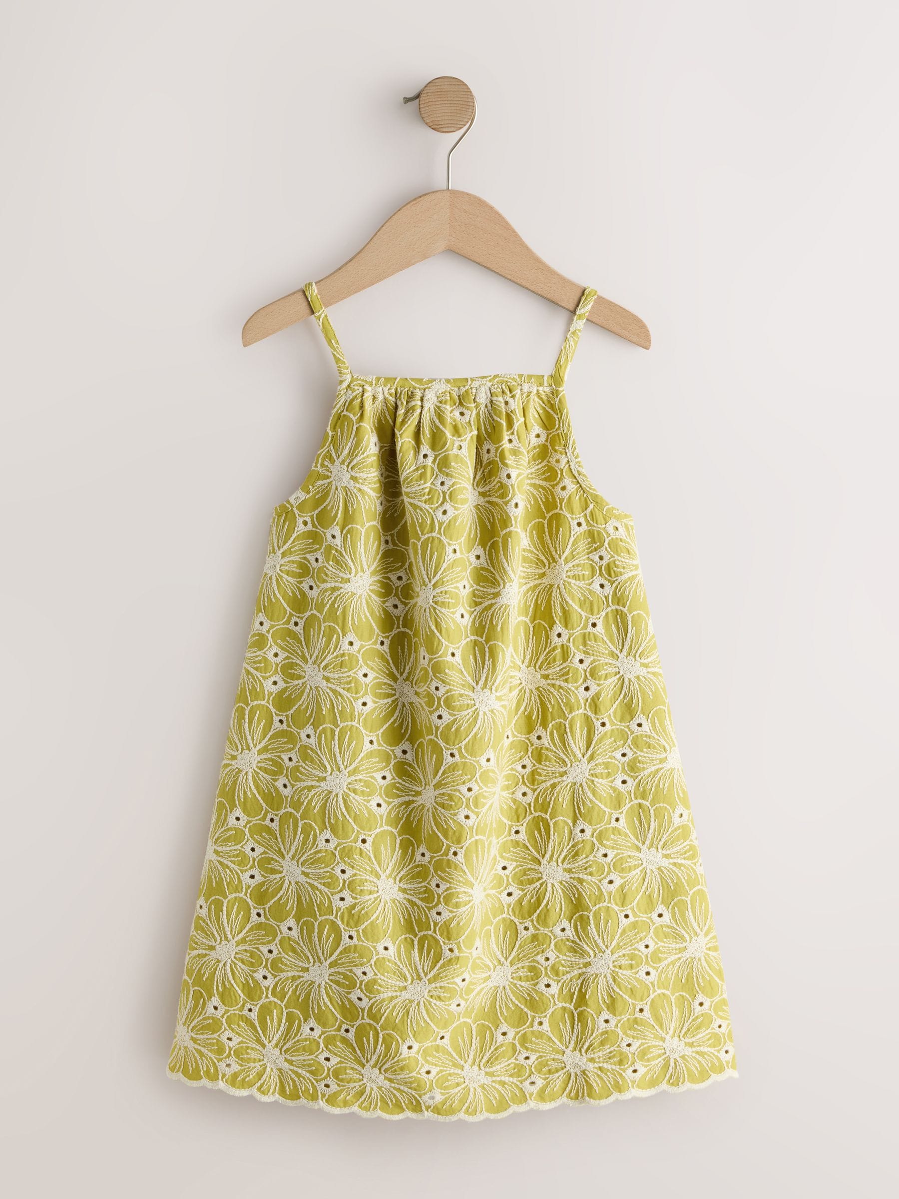 Chartreuse Strappy Broderie Summer Dress (3-16yrs) image 5