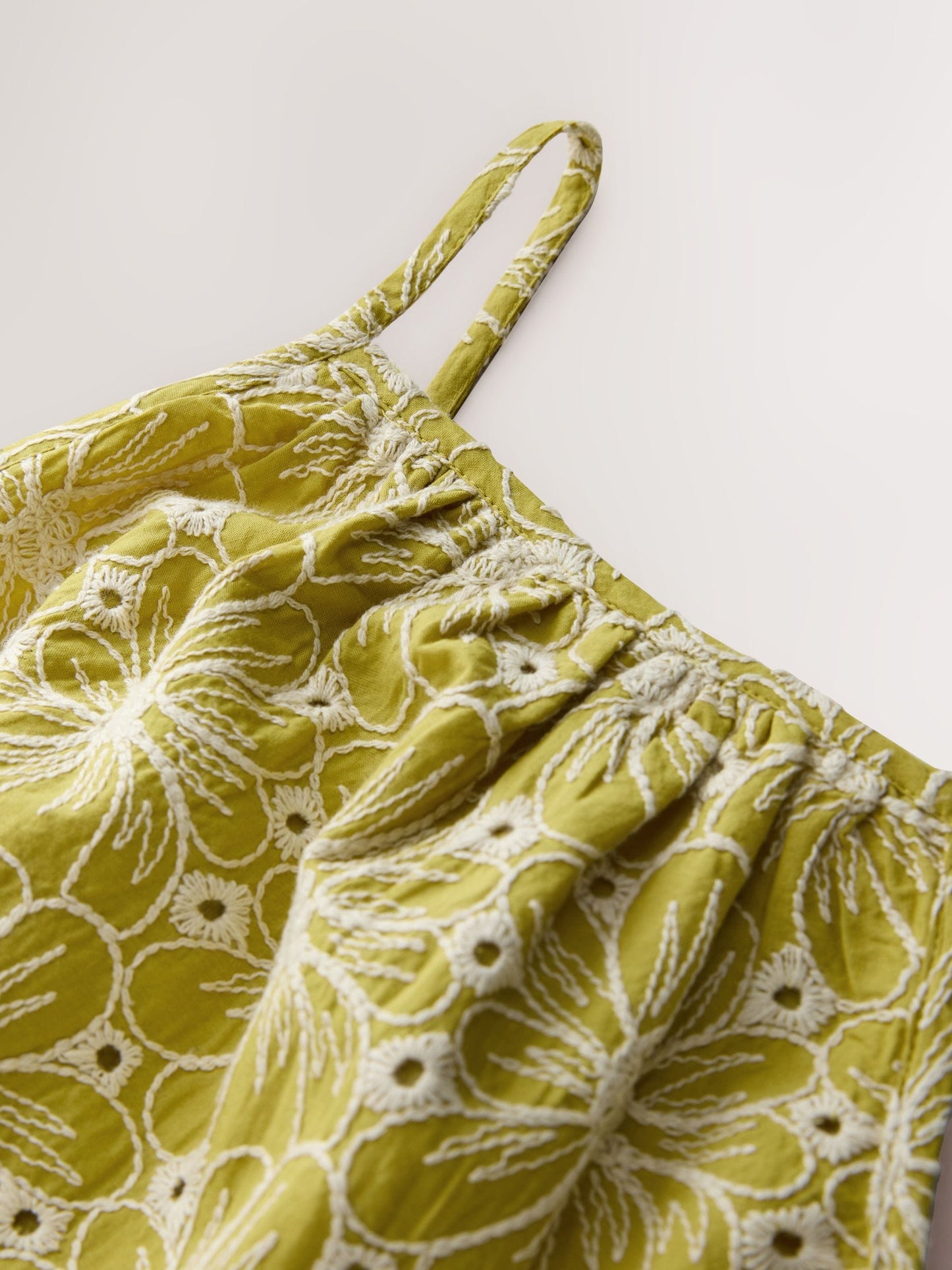 Chartreuse Strappy Broderie Summer Dress (3-16yrs) image 7