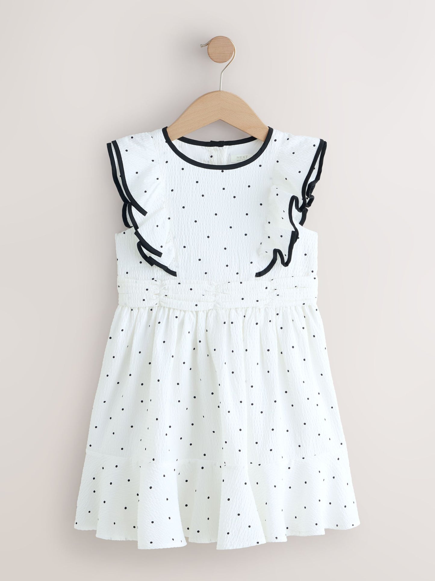 Cream Spot Ruffle Sleeve Occasion Dress (3-16yrs) image 5