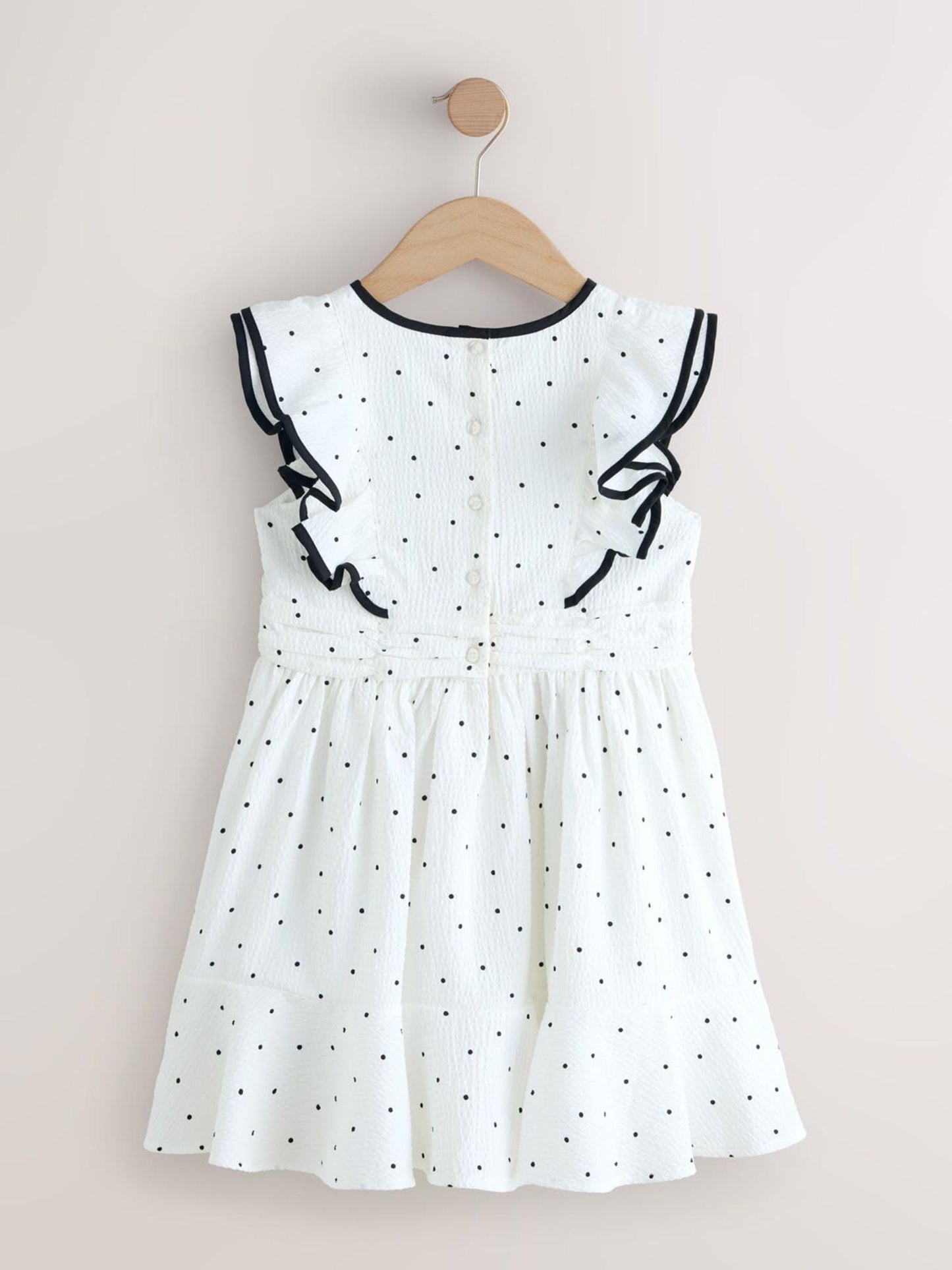 Cream Spot Ruffle Sleeve Occasion Dress (3-16yrs) image 6