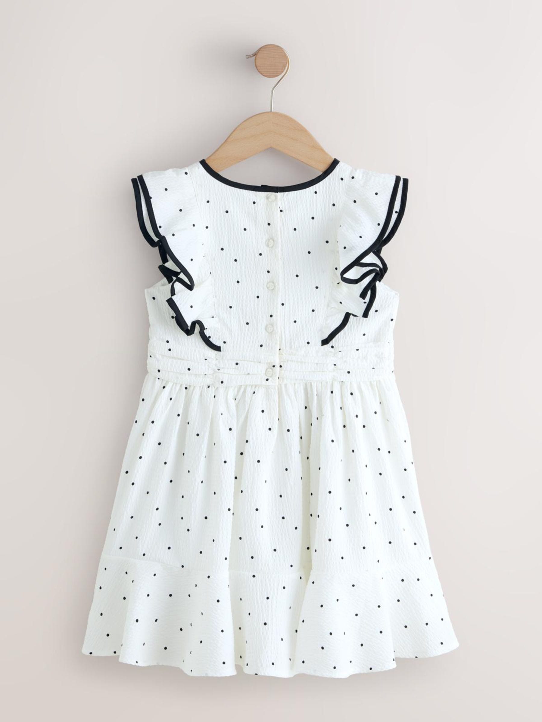 Cream Spot Ruffle Sleeve Occasion Dress (3-16yrs) image 6