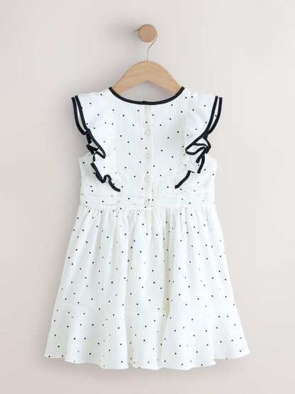Cream Spot Ruffle Sleeve Occasion Dress (3-16yrs) image 6