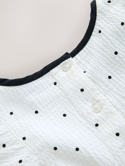 Cream Spot Ruffle Sleeve Occasion Dress (3-16yrs) image 8