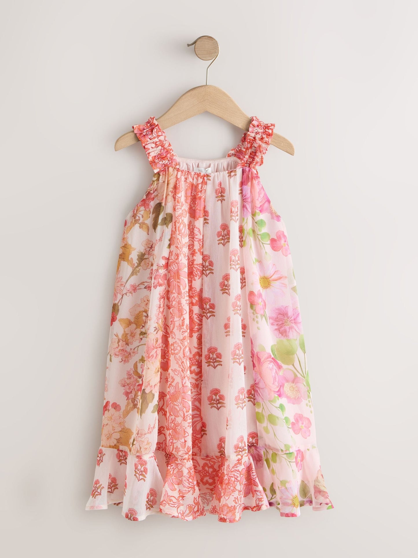 Pink Floral Mixed Print Strappy Occasion Dress (3-16yrs) image 5