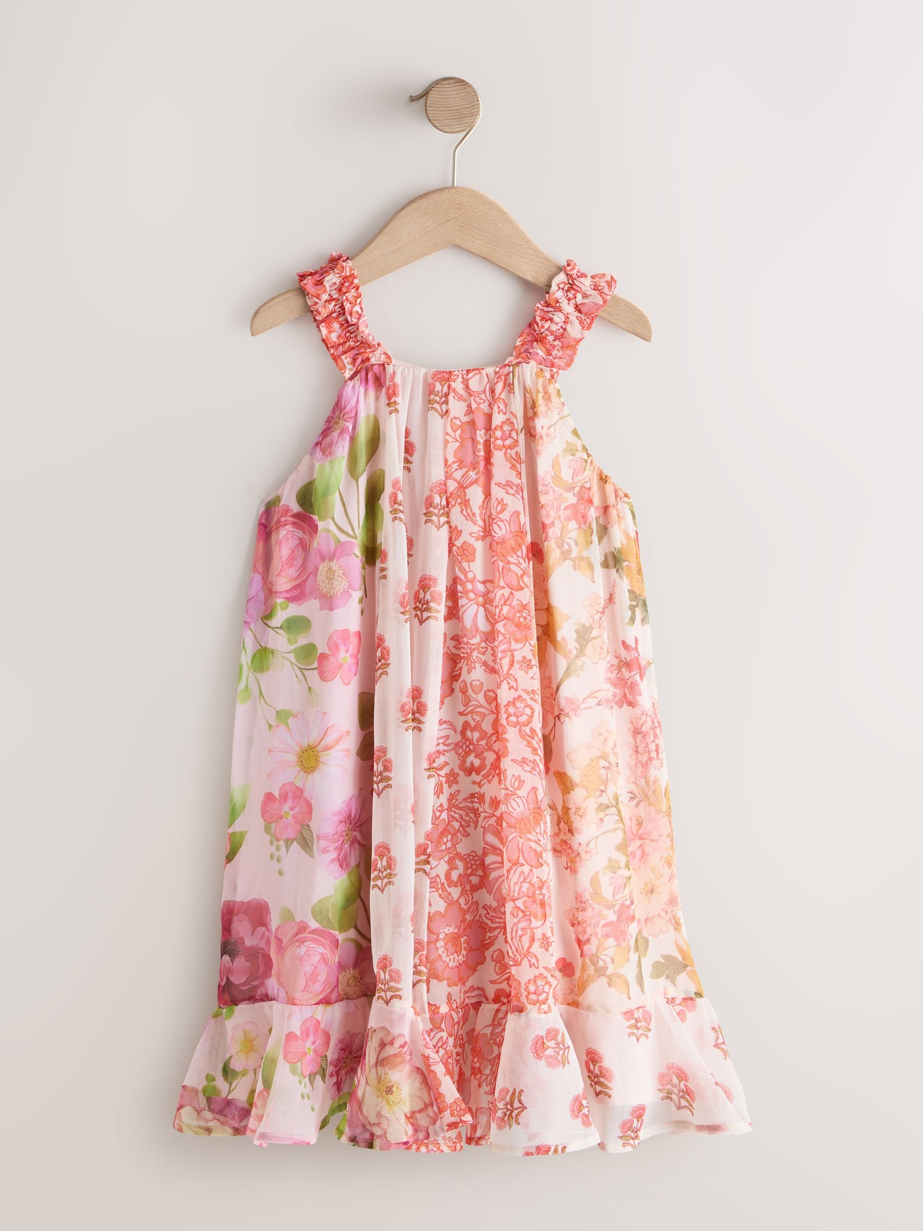 Pink Floral Mixed Print Strappy Occasion Dress (3-16yrs) image 6
