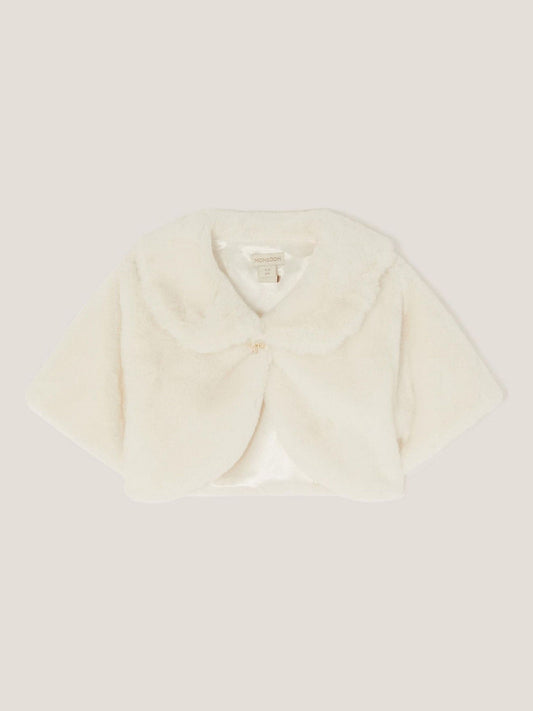 Monsoon Cream Faux Fur Collared Shrug - image 1