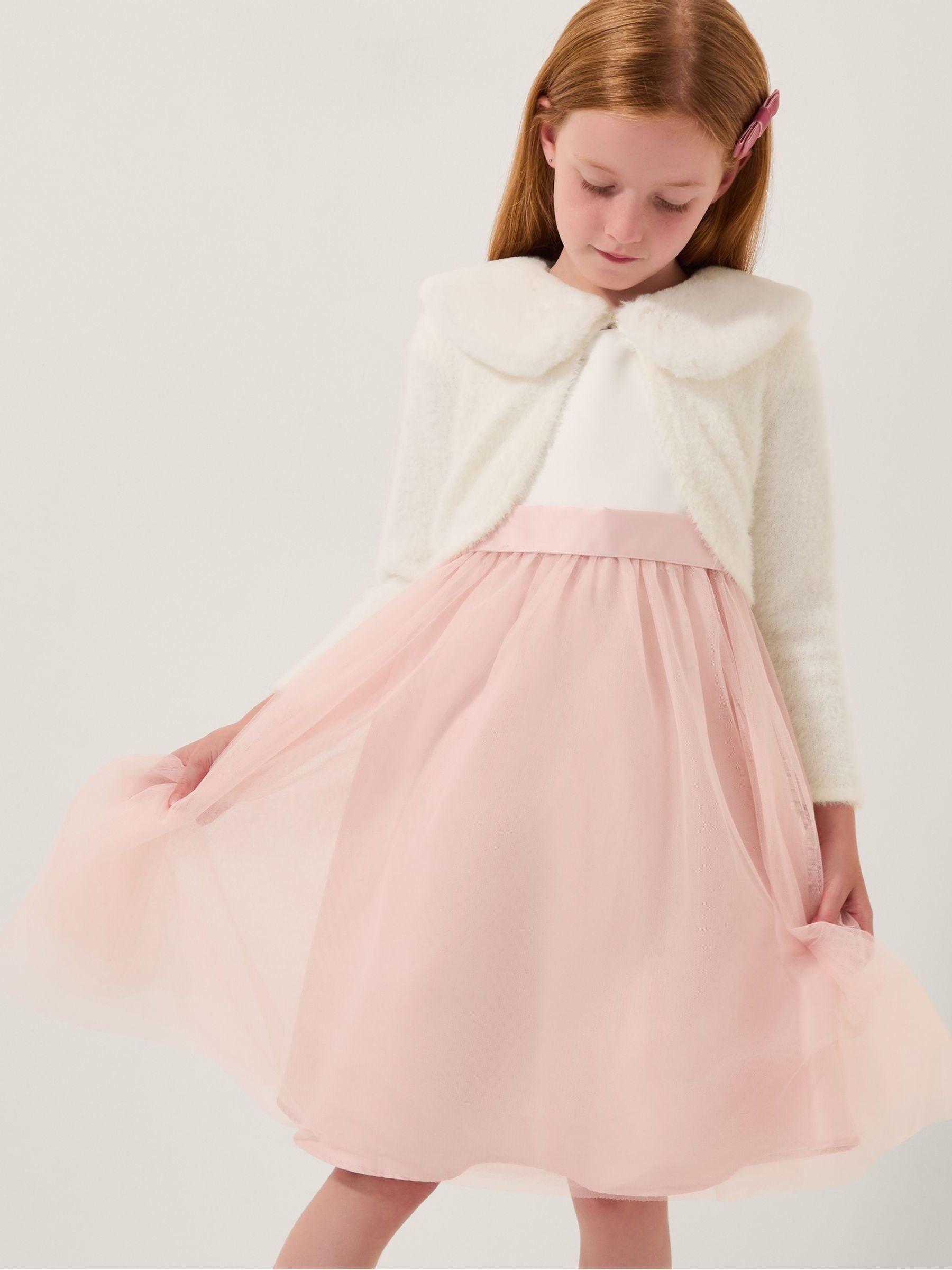 Dsiney Kidz - Monsoon Cream Detachable Collar Fuzzy Cardigan image 1