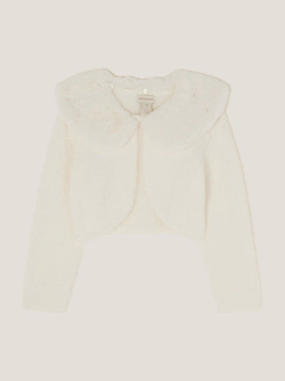 Dsiney Kidz - Monsoon Cream Detachable Collar Fuzzy Cardigan image 2