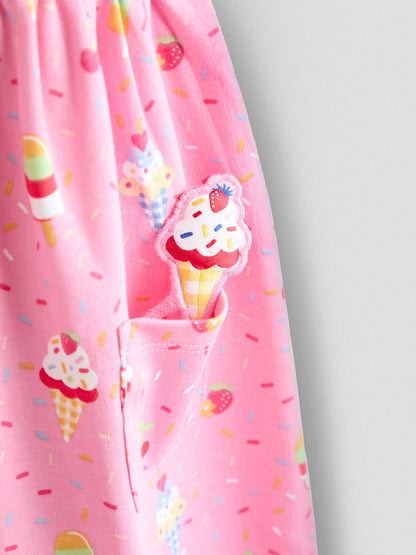 JoJo Maman Bébé Pink Ice cream Button Front Pet In Pocket Dress image 3