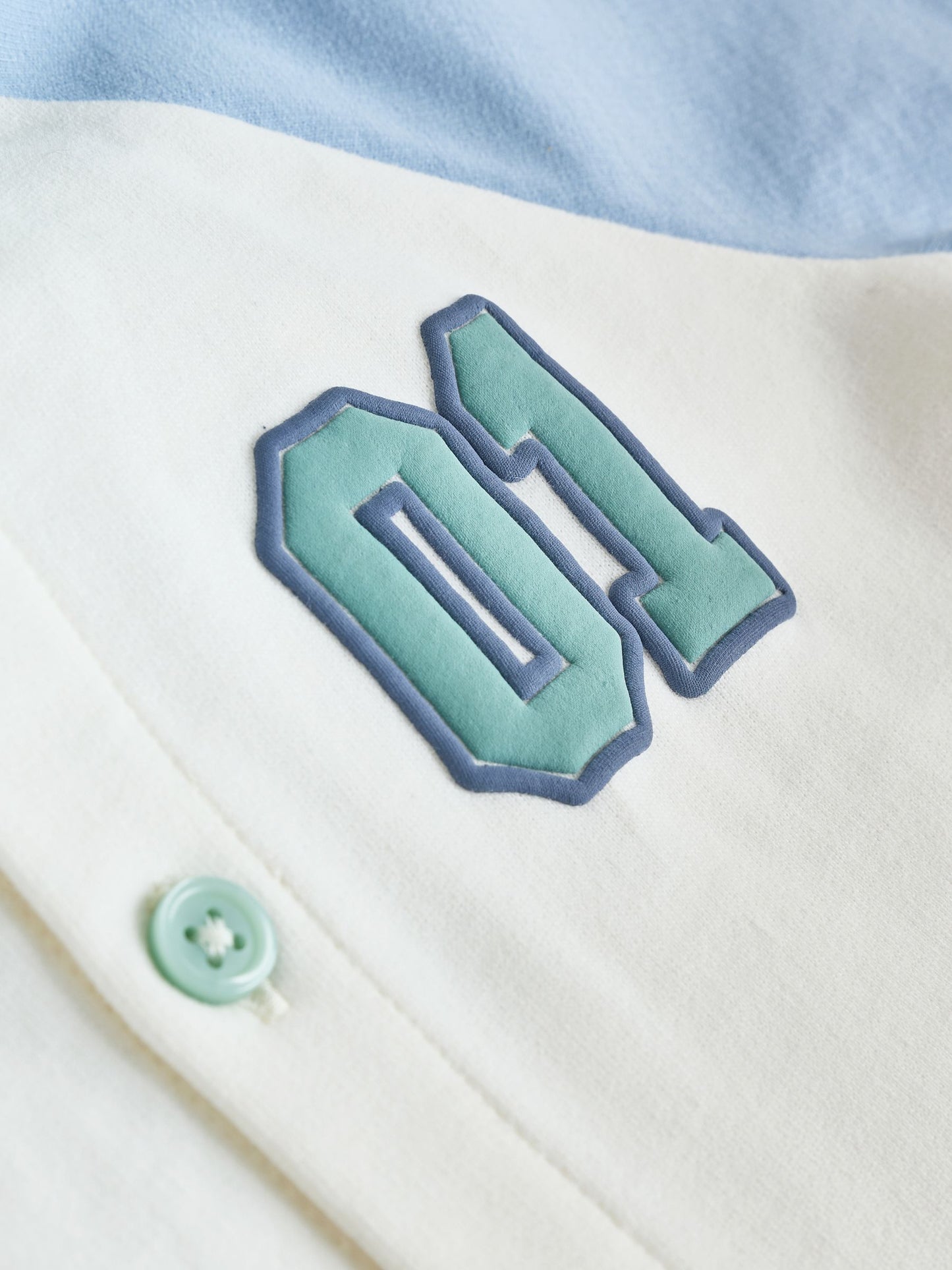 Blue "Little Man" Single Hooded Jersey Baby Rompers image 5