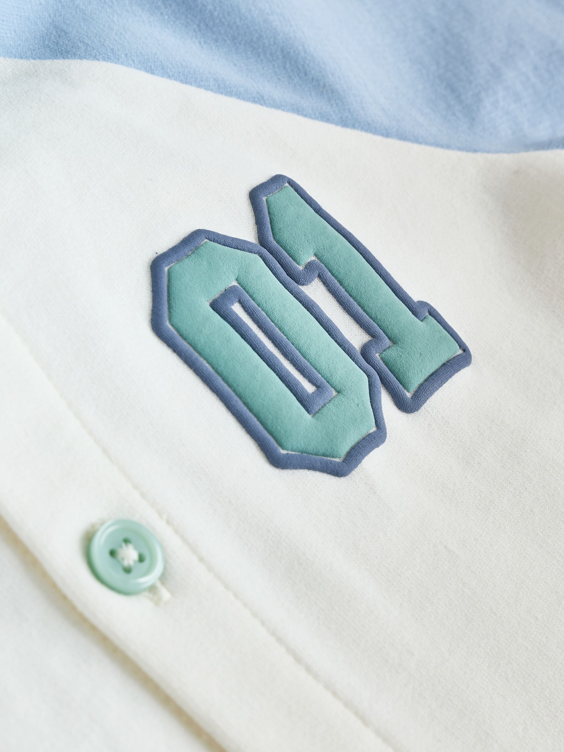 Blue "Little Man" Single Hooded Jersey Baby Rompers image 5