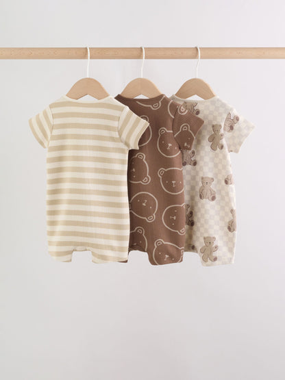 Brown Two Way Zip Baby Rompers 3 Pack (0mths-3yrs) image 7