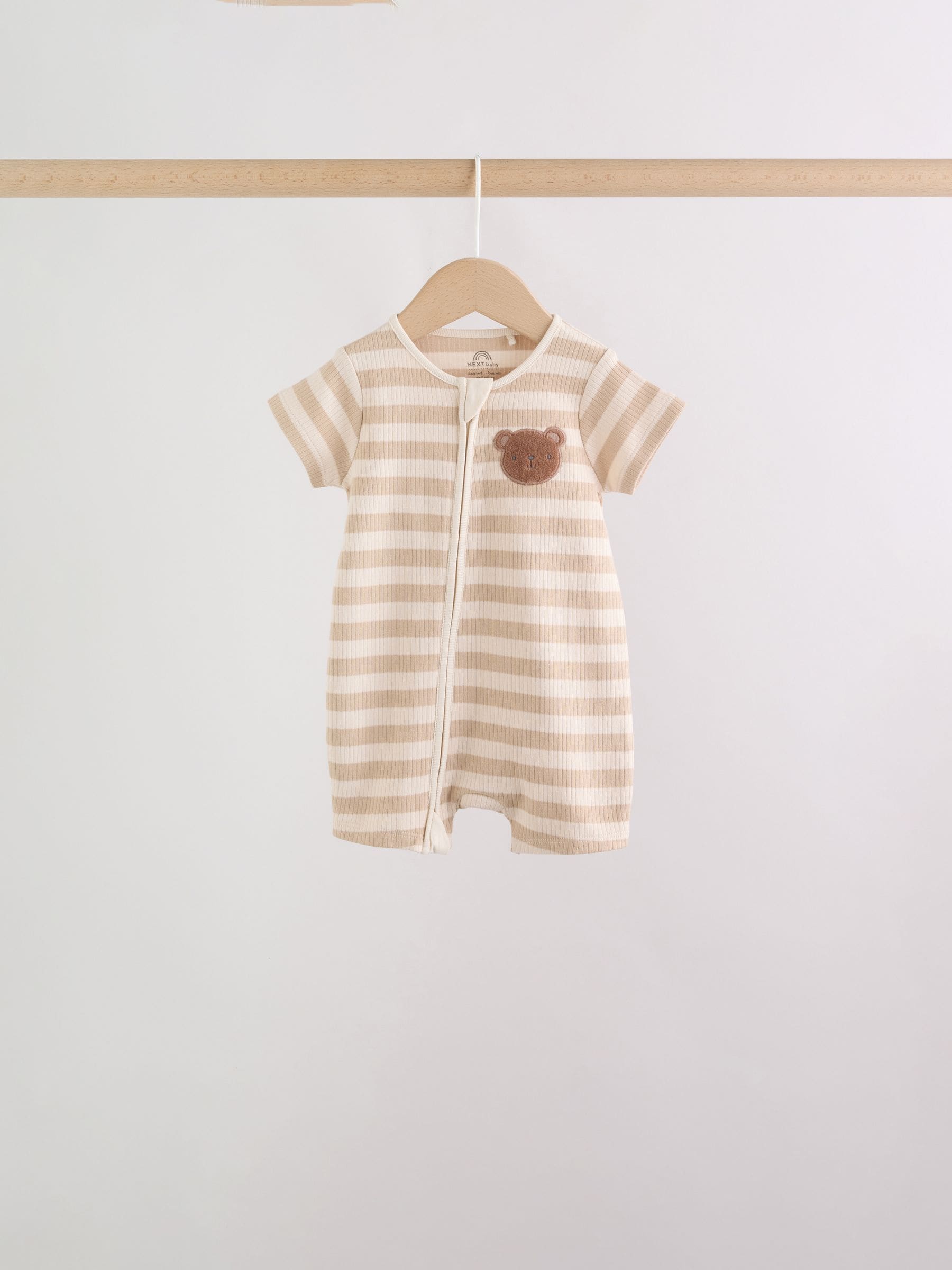 Brown Two Way Zip Baby Rompers 3 Pack (0mths-3yrs) image 8