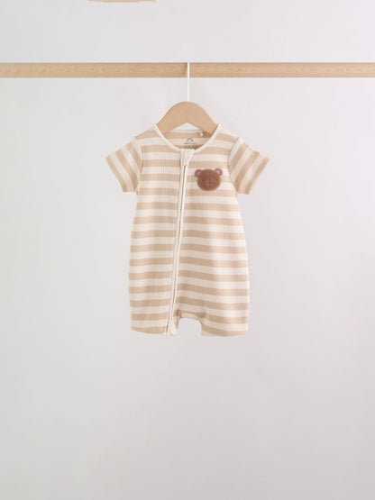 Brown Two Way Zip Baby Rompers 3 Pack (0mths-3yrs) image 8
