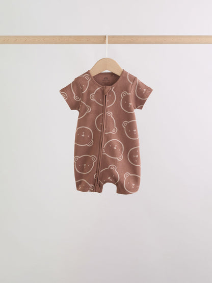 Brown Two Way Zip Baby Rompers 3 Pack (0mths-3yrs) image 9