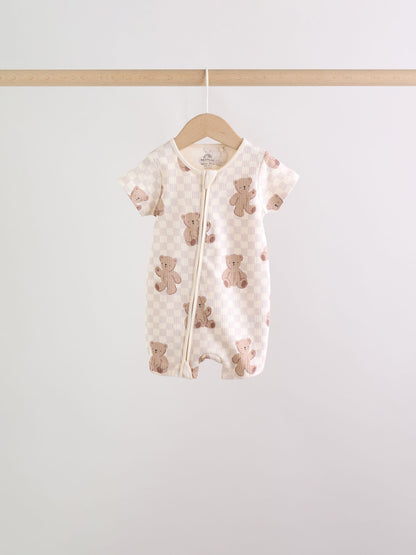 Brown Two Way Zip Baby Rompers 3 Pack (0mths-3yrs) image 5