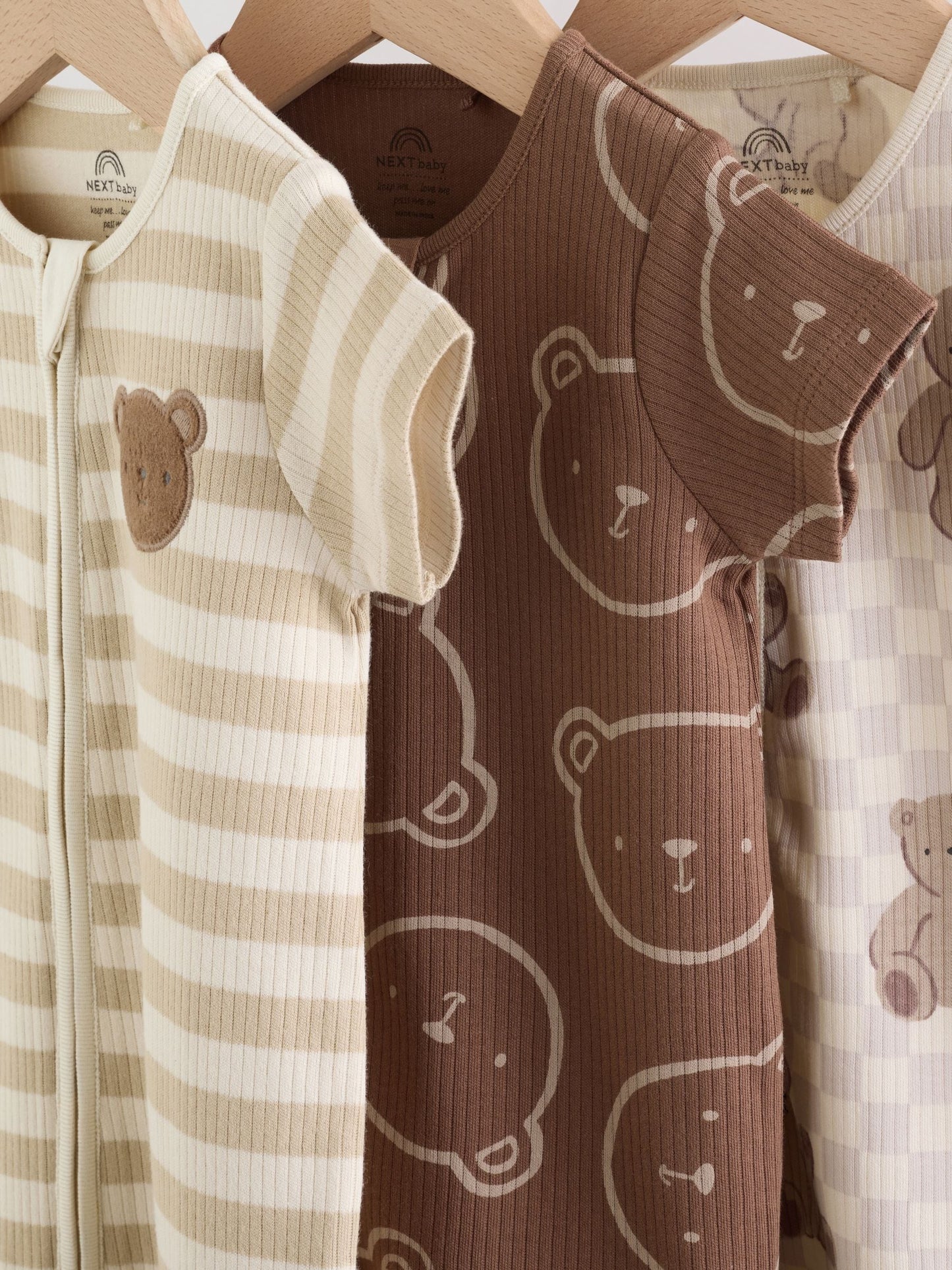 Brown Two Way Zip Baby Rompers 3 Pack (0mths-3yrs) image 8