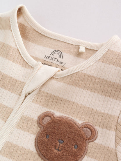 Brown Two Way Zip Baby Rompers 3 Pack (0mths-3yrs) image 9