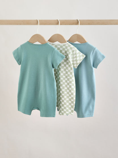 Green Two Way Zip Baby Rompers 3 Pack (0mths-3yrs) image 2