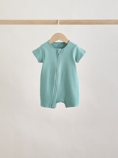 Green Two Way Zip Baby Rompers 3 Pack (0mths-3yrs) image 3