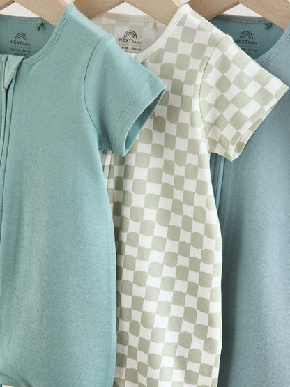 Green Two Way Zip Baby Rompers 3 Pack (0mths-3yrs) image 7