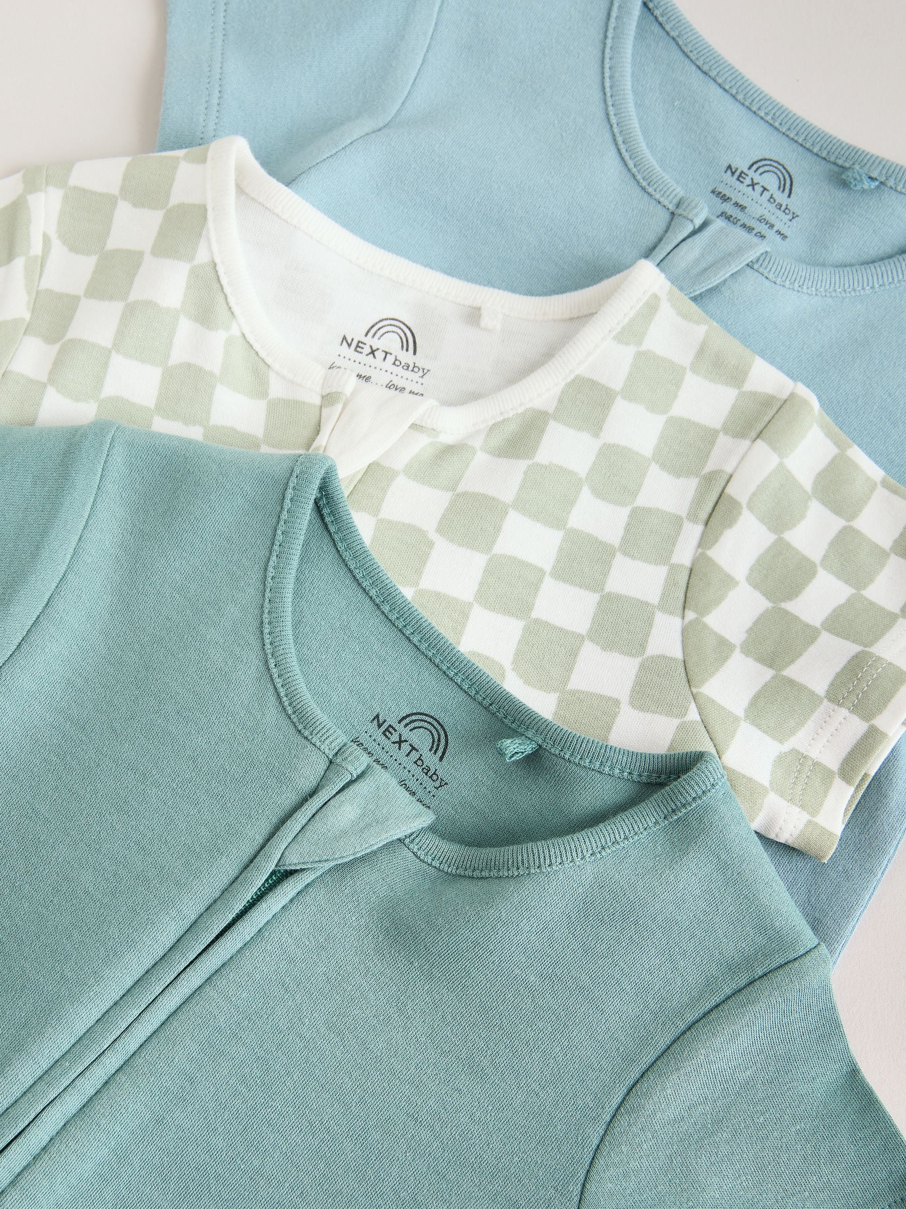 Green Two Way Zip Baby Rompers 3 Pack (0mths-3yrs) image 8