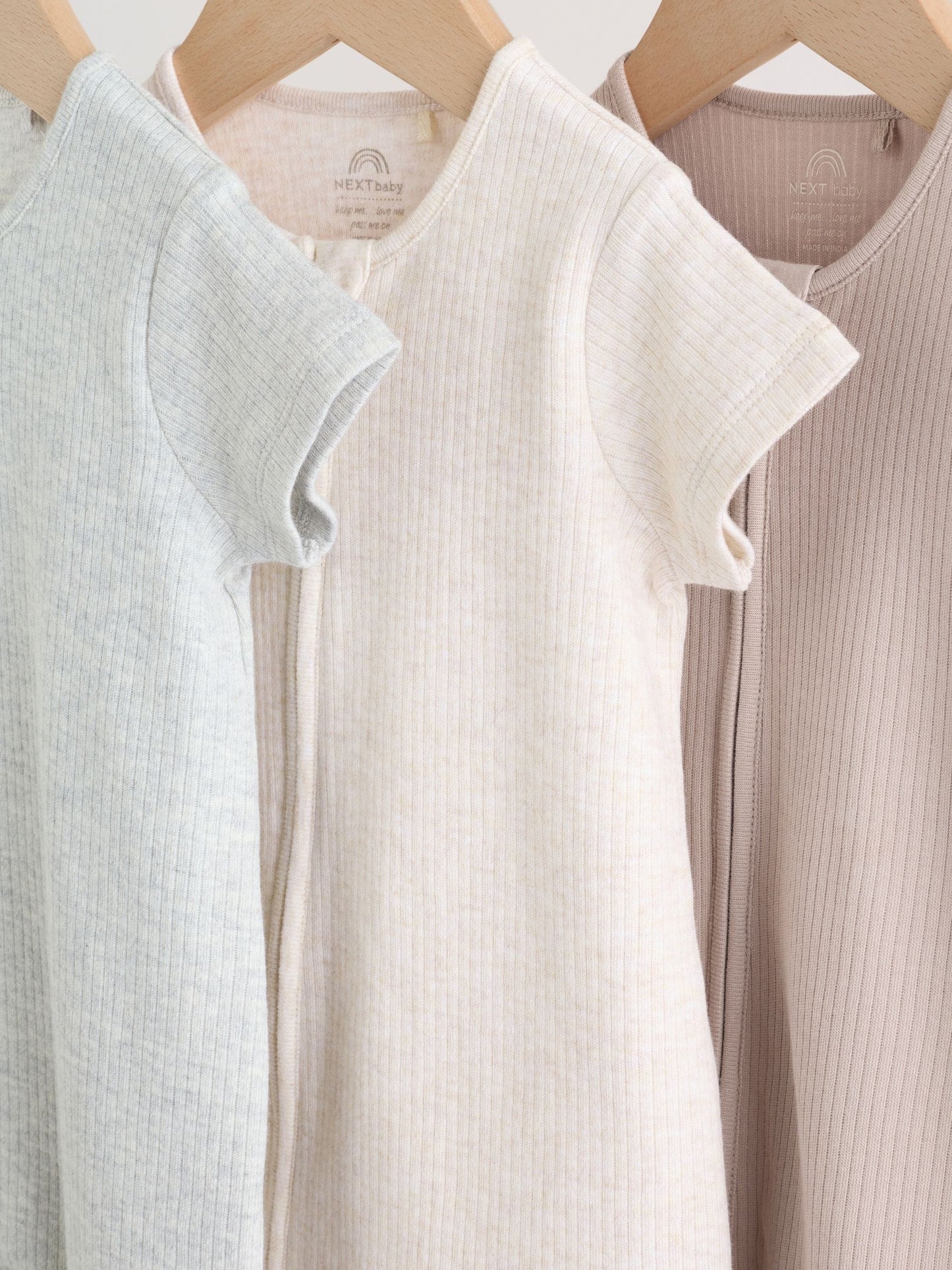 Neutral Two Way Zip Baby Rompers 3 Pack (0mths-3yrs) image 7