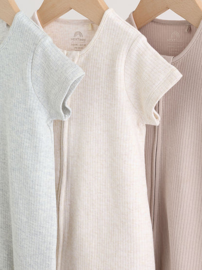 Neutral Two Way Zip Baby Rompers 3 Pack (0mths-3yrs) image 7