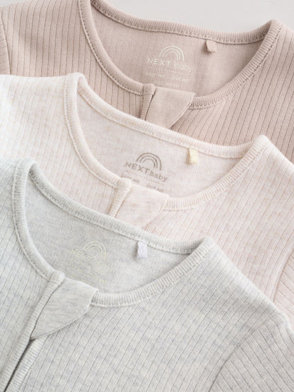 Neutral Two Way Zip Baby Rompers 3 Pack (0mths-3yrs) image 8