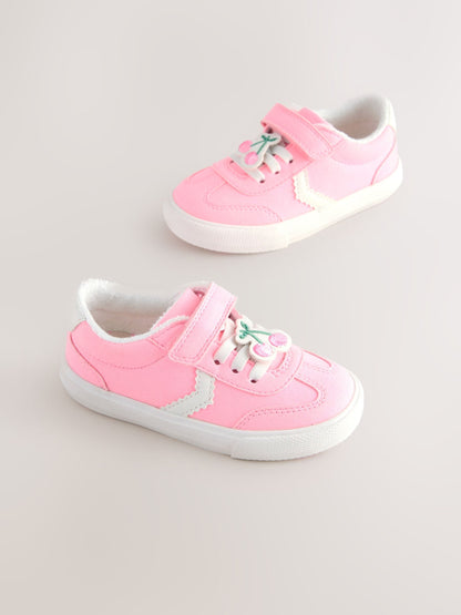 Pink Standard Fit (F) Touch Fastening Elastic Lace Trainers image 2