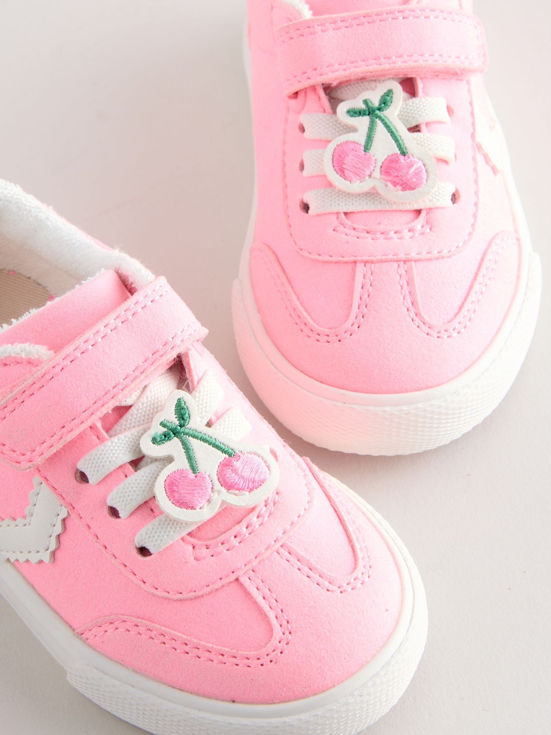 Pink Standard Fit (F) Touch Fastening Elastic Lace Trainers image 4