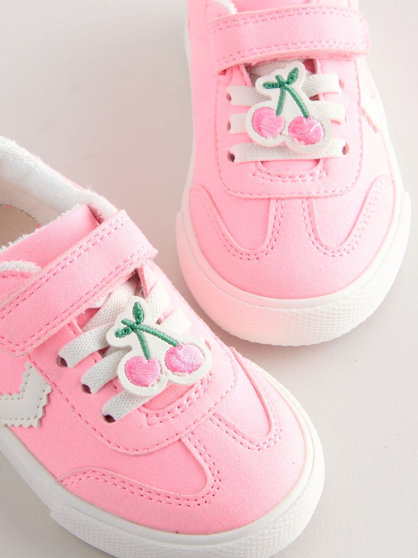 Pink Standard Fit (F) Touch Fastening Elastic Lace Trainers image 3