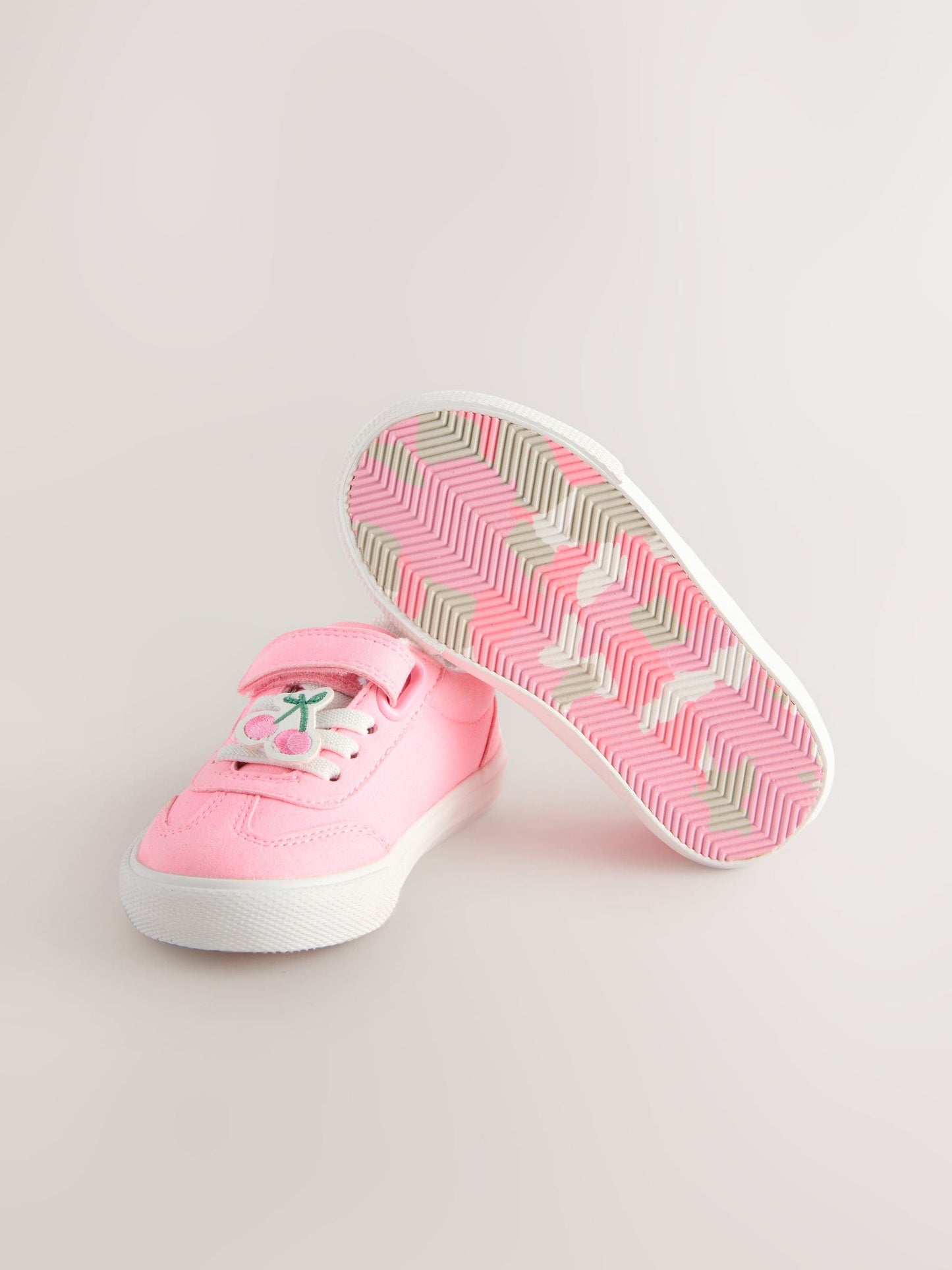 Pink Standard Fit (F) Touch Fastening Elastic Lace Trainers image 6